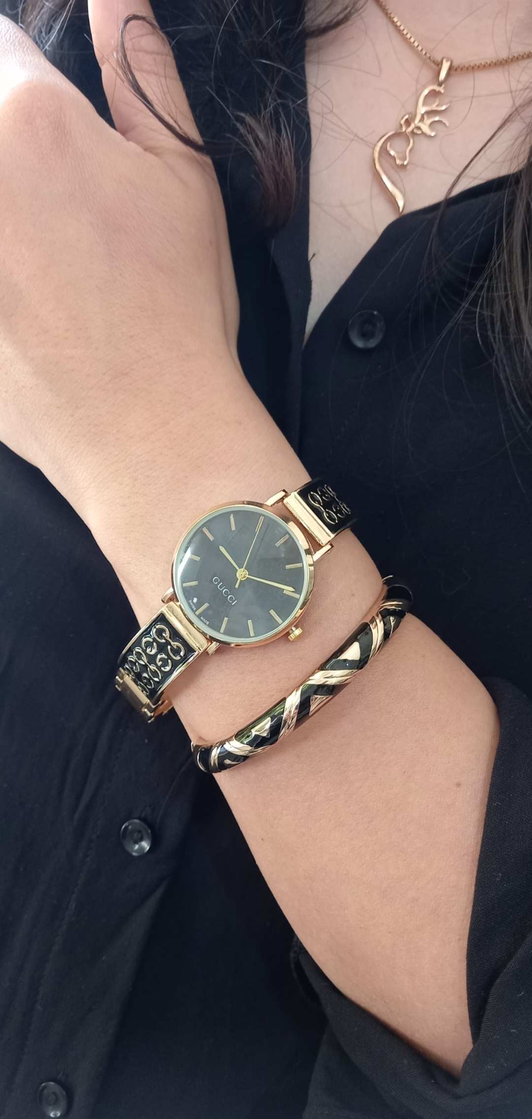 ساعت زنانه مشکی طلایی گوچی Gucci