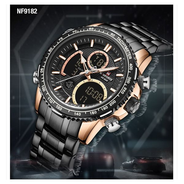ساعت مچی مردانه نیوی فورس Naviforce مشکی دو زمانه گارانتی