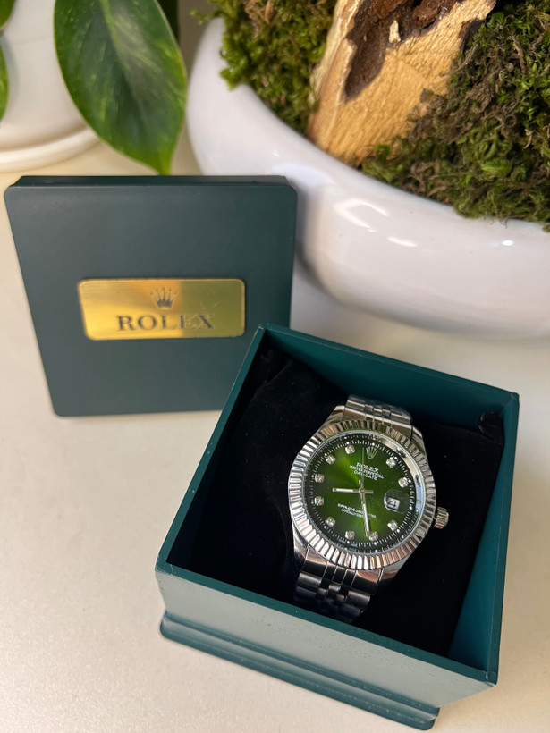 ساعت مچی مردانه رولکس سیلور صفحه سبز Rolex با گارانتی