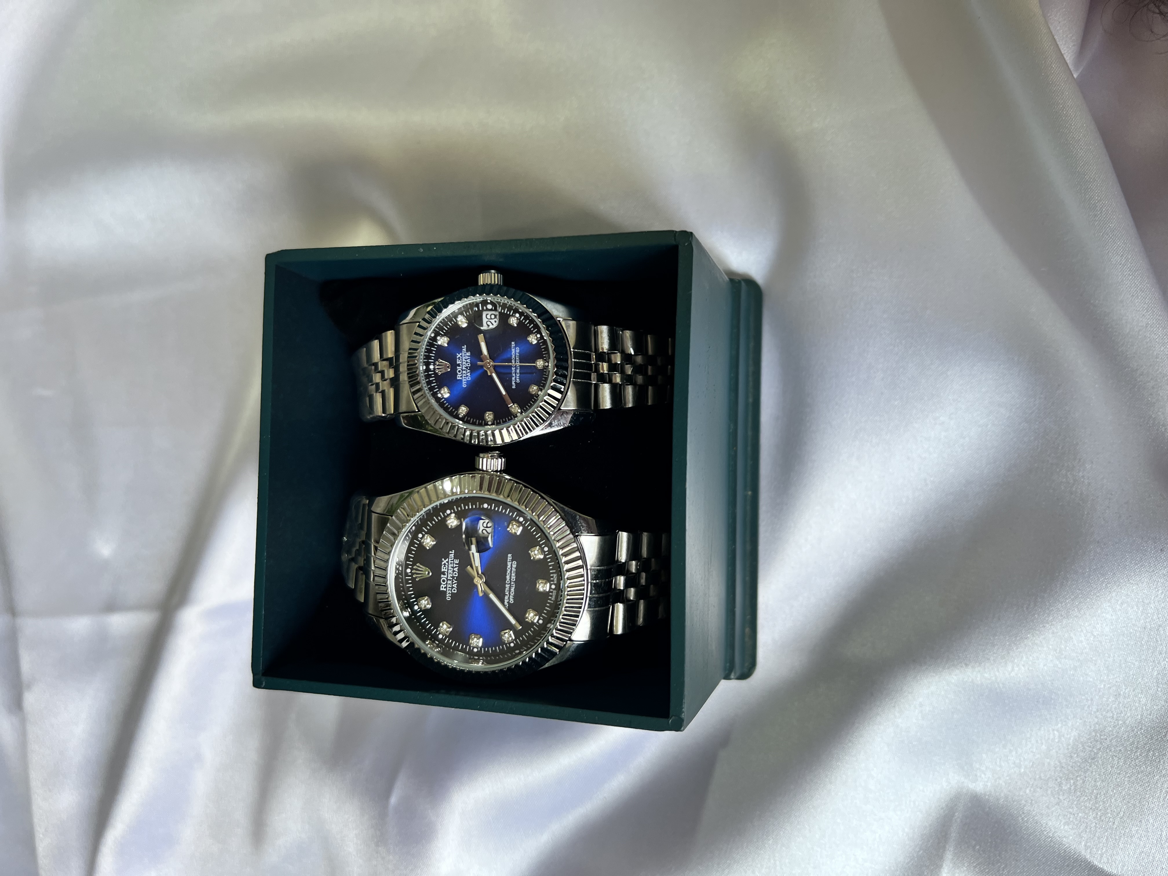 ساعت مچی ست رولکس ROLEX دیجاست سیلور صفحه آبی با گارانتی