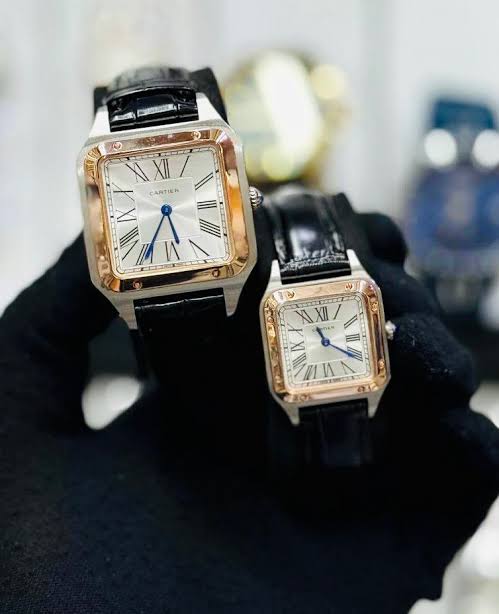 ساعت ست کارتیه سانتوس دومونت بند چرم با گارانتی CARTIER