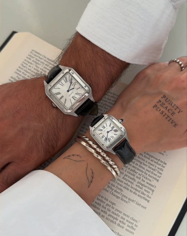 ساعت ست کارتیه بند چرم سانتوس دومونت با گارانتی cartier