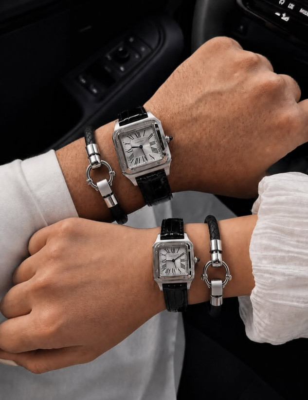 ساعت ست کارتیه بند چرم سانتوس دومونت با گارانتی cartier