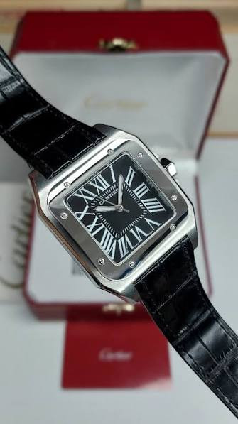 ساعت کارتیه سانتوس بند چرم مردانه با گارانتی Cartier