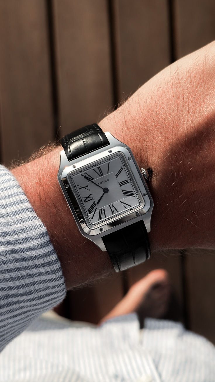 ساعت مچی مردانه کارتیه سانتوس بند چرم Cartier با ضمانت