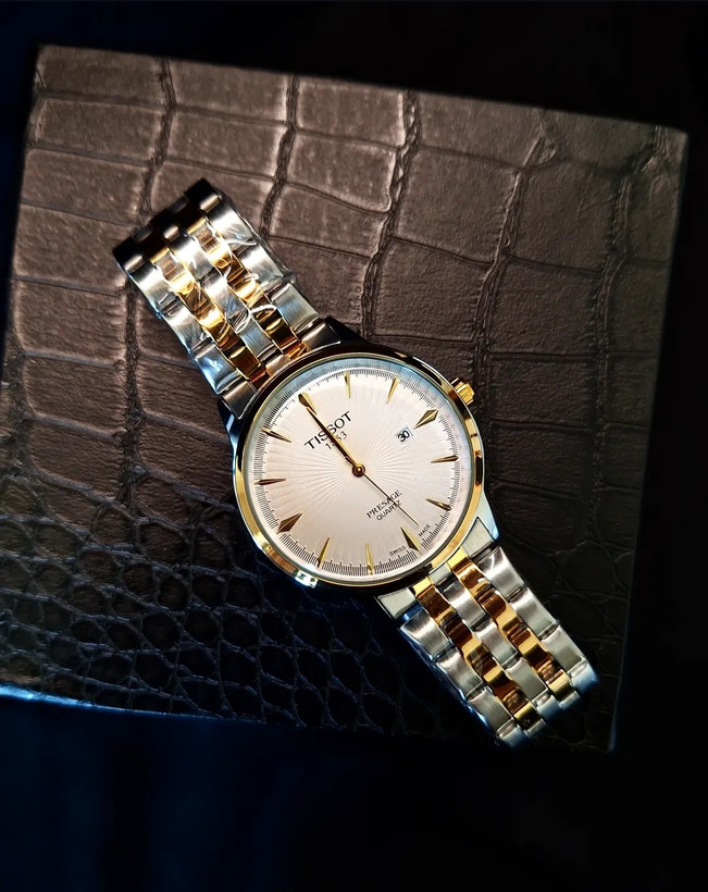 ساعت مچی مردانه TISSOT تیسوت سیلورگلد با گارانتی