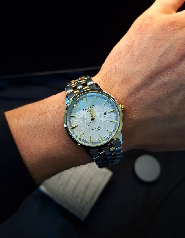 ساعت مچی مردانه TISSOT تیسوت سیلورگلد با گارانتی