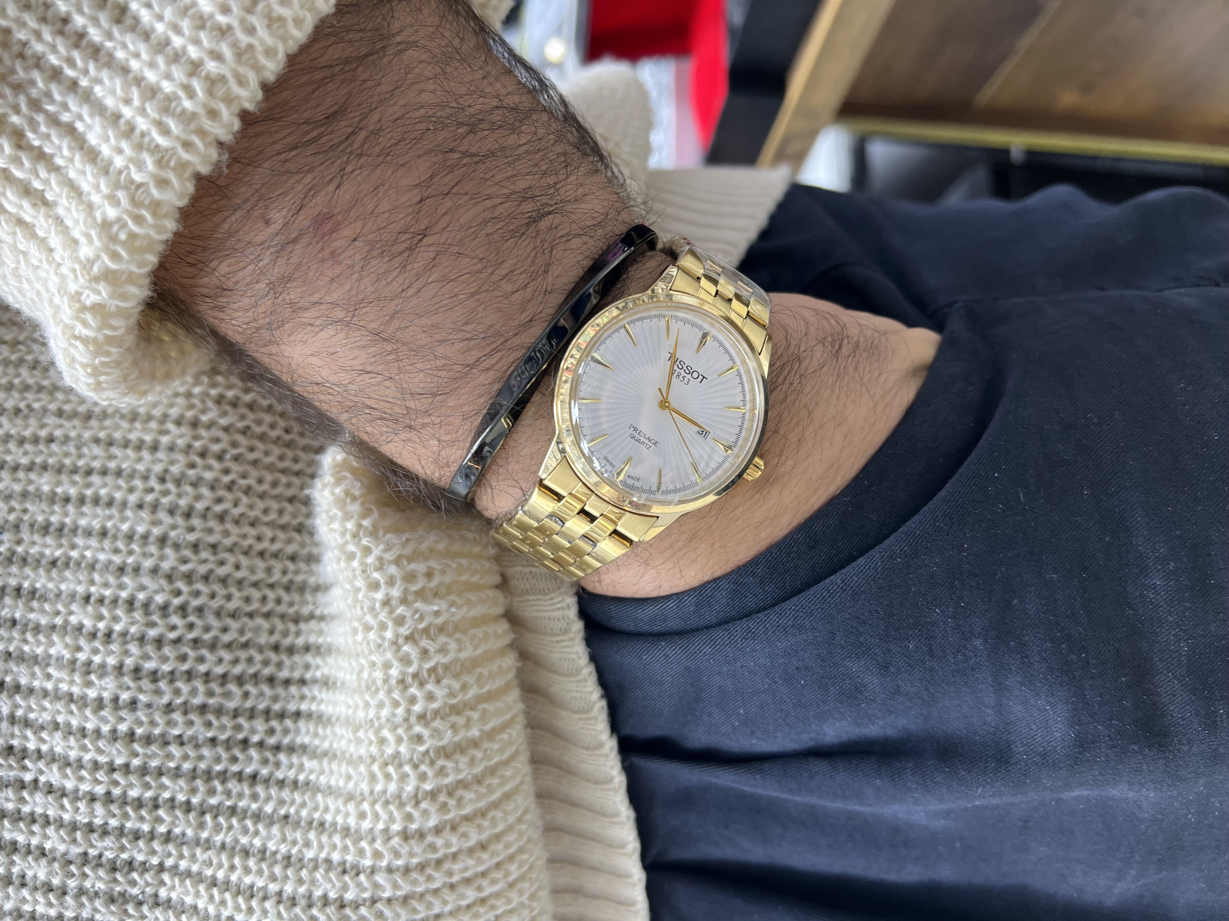 ساعت مچی مردانه تیسوت طلایی با گارانتی کامل TISSOT
