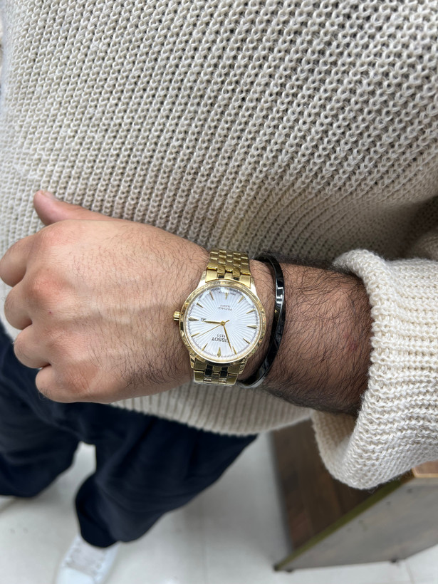 ساعت مچی مردانه تیسوت طلایی با گارانتی کامل TISSOT